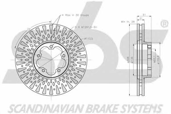 SBS 1815202594 Front brake disc ventilated 1815202594: Buy near me in Poland at 2407.PL - Good price!