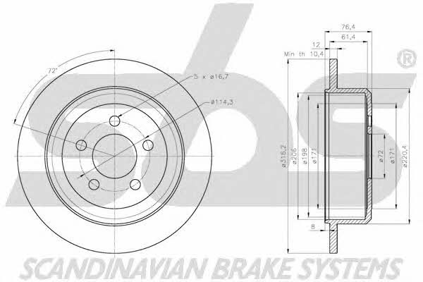 SBS 1815209332 Rear brake disc, non-ventilated 1815209332: Buy near me in Poland at 2407.PL - Good price!