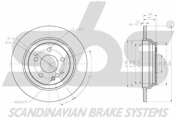 SBS 18152033130 Rear brake disc, non-ventilated 18152033130: Buy near me in Poland at 2407.PL - Good price!