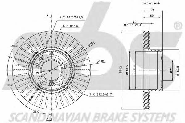 SBS 1815201526 Front brake disc ventilated 1815201526: Buy near me in Poland at 2407.PL - Good price!
