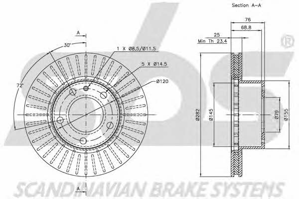 SBS 1815201527 Front brake disc ventilated 1815201527: Buy near me in Poland at 2407.PL - Good price!