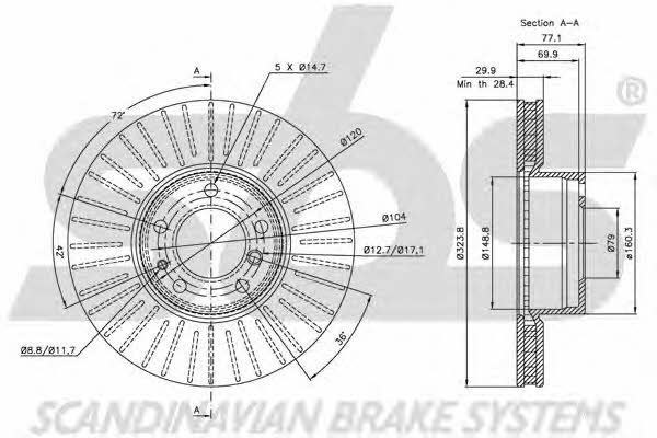 SBS 1815201532 Front brake disc ventilated 1815201532: Buy near me in Poland at 2407.PL - Good price!