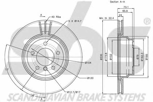 SBS 1815201568 Front brake disc ventilated 1815201568: Buy near me in Poland at 2407.PL - Good price!