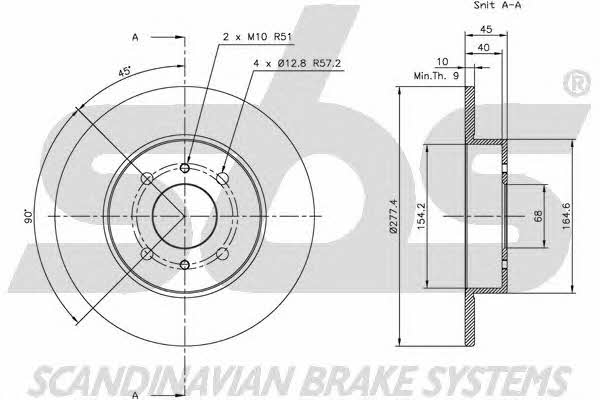 SBS 1815202252 Rear brake disc, non-ventilated 1815202252: Buy near me in Poland at 2407.PL - Good price!