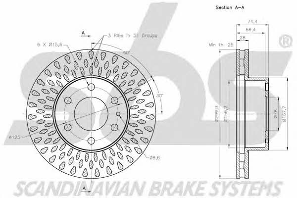 SBS 1815202356 Front brake disc ventilated 1815202356: Buy near me in Poland at 2407.PL - Good price!