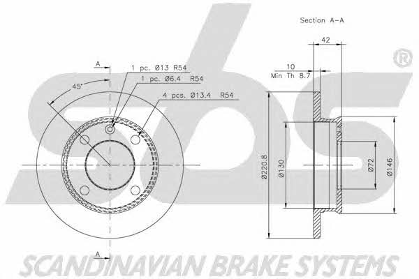 SBS 1815202510 Unventilated front brake disc 1815202510: Buy near me in Poland at 2407.PL - Good price!