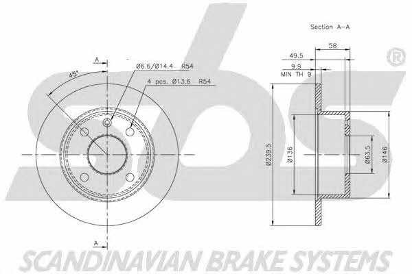 SBS 1815202513 Unventilated front brake disc 1815202513: Buy near me in Poland at 2407.PL - Good price!