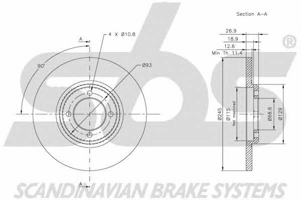 SBS 1815202520 Unventilated front brake disc 1815202520: Buy near me in Poland at 2407.PL - Good price!