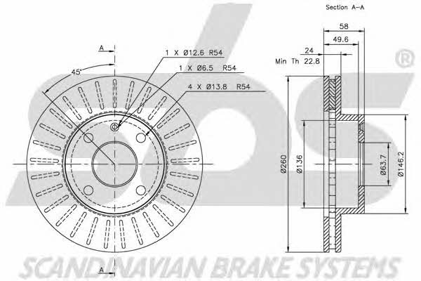 SBS 1815202529 Front brake disc ventilated 1815202529: Buy near me in Poland at 2407.PL - Good price!