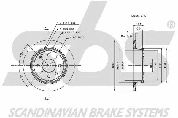 SBS 1815202613 Rear brake disc, non-ventilated 1815202613: Buy near me in Poland at 2407.PL - Good price!