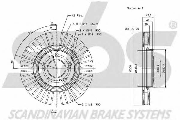 SBS 1815202624 Front brake disc ventilated 1815202624: Buy near me in Poland at 2407.PL - Good price!