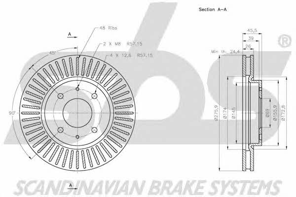 SBS 1815203052 Front brake disc ventilated 1815203052: Buy near me in Poland at 2407.PL - Good price!