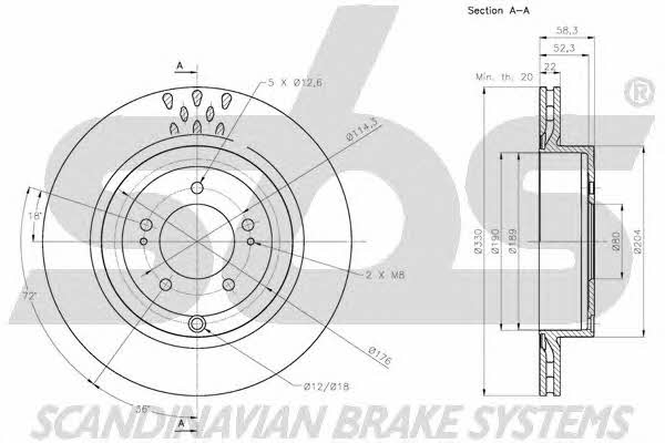 SBS 1815203081 Rear ventilated brake disc 1815203081: Buy near me in Poland at 2407.PL - Good price!
