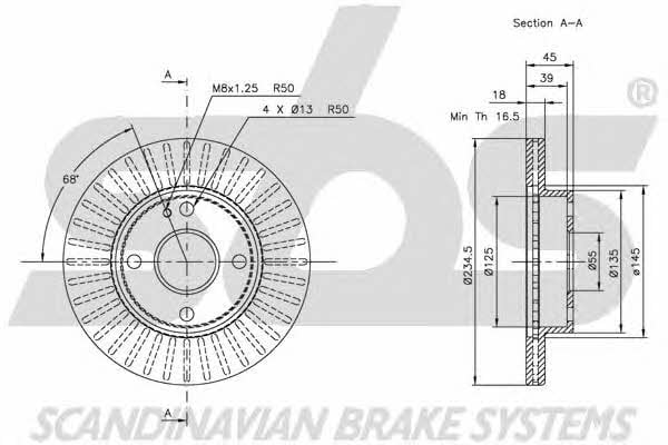 SBS 1815203223 Front brake disc ventilated 1815203223: Buy near me in Poland at 2407.PL - Good price!