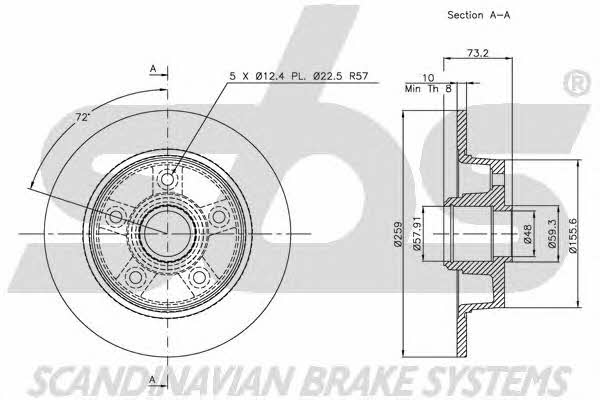 SBS 1815203229 Rear brake disc, non-ventilated 1815203229: Buy near me in Poland at 2407.PL - Good price!