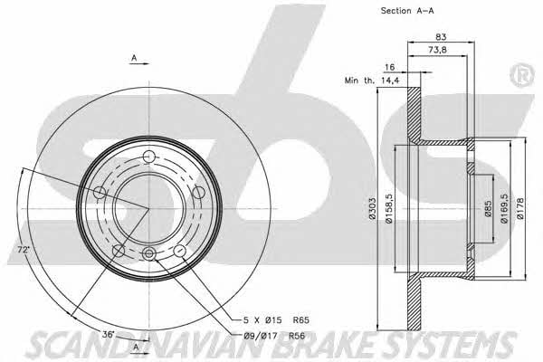 SBS 1815203315 Unventilated front brake disc 1815203315: Buy near me in Poland at 2407.PL - Good price!