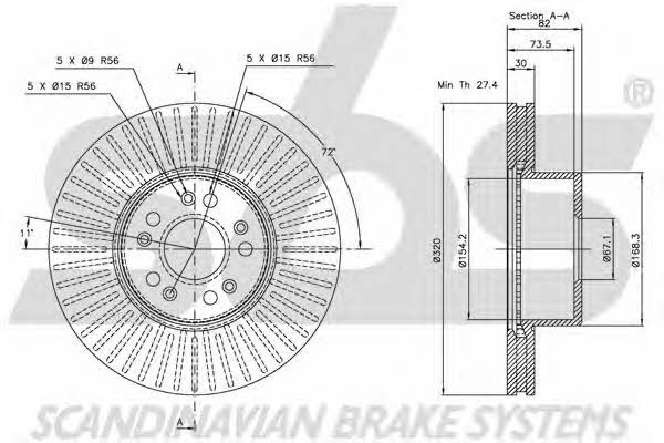 SBS 1815203329 Front brake disc ventilated 1815203329: Buy near me in Poland at 2407.PL - Good price!