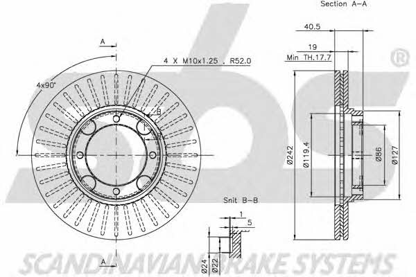 SBS 1815203402 Front brake disc ventilated 1815203402: Buy near me in Poland at 2407.PL - Good price!