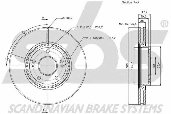 SBS 1815203422 Front brake disc ventilated 1815203422: Buy near me at 2407.PL in Poland at an Affordable price!