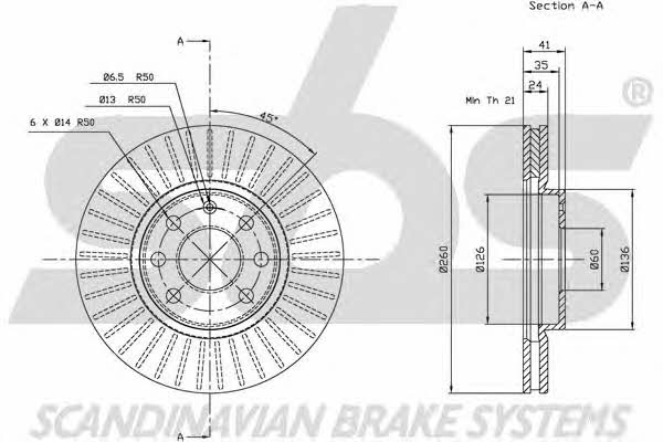 SBS 1815203637 Front brake disc ventilated 1815203637: Buy near me in Poland at 2407.PL - Good price!