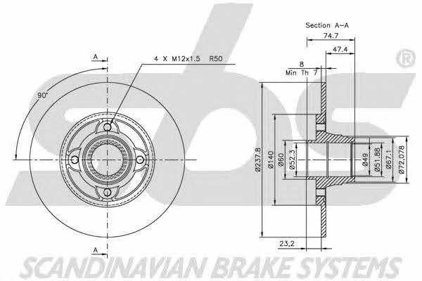 SBS 1815203917 Rear brake disc, non-ventilated 1815203917: Buy near me in Poland at 2407.PL - Good price!