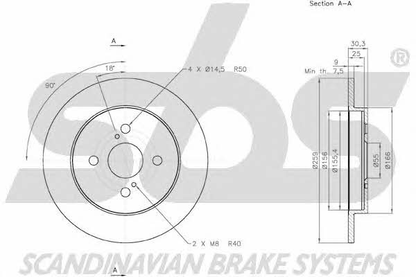 SBS 18152045109 Rear brake disc, non-ventilated 18152045109: Buy near me in Poland at 2407.PL - Good price!
