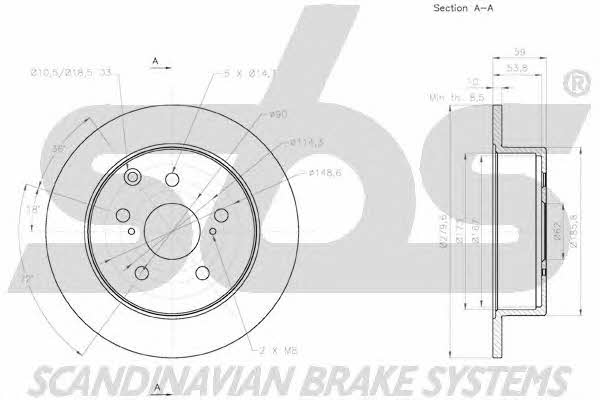 SBS 18152045126 Rear brake disc, non-ventilated 18152045126: Buy near me in Poland at 2407.PL - Good price!