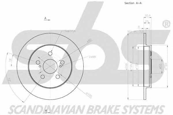 SBS 18152045143 Rear brake disc, non-ventilated 18152045143: Buy near me in Poland at 2407.PL - Good price!