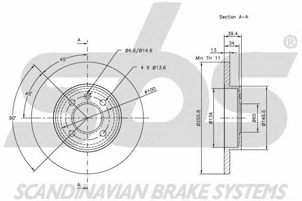 SBS 1815204728 Unventilated front brake disc 1815204728: Buy near me in Poland at 2407.PL - Good price!