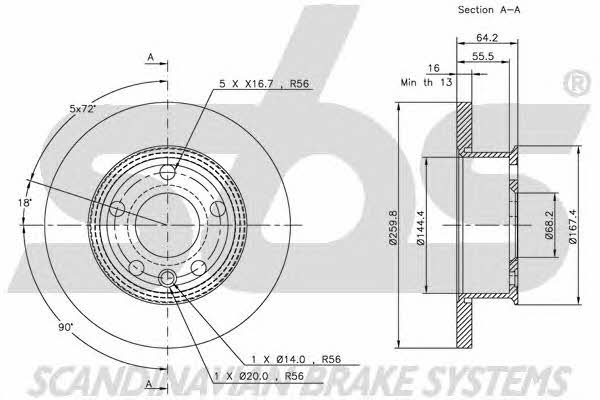 SBS 1815204732 Unventilated front brake disc 1815204732: Buy near me in Poland at 2407.PL - Good price!