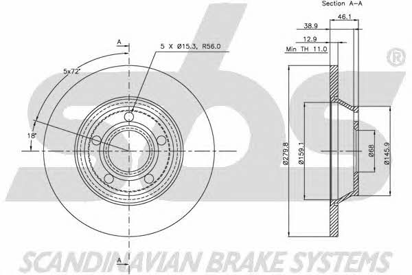 SBS 1815204745 Unventilated front brake disc 1815204745: Buy near me in Poland at 2407.PL - Good price!