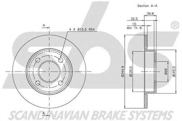 SBS 1815204748 Rear brake disc, non-ventilated 1815204748: Buy near me in Poland at 2407.PL - Good price!