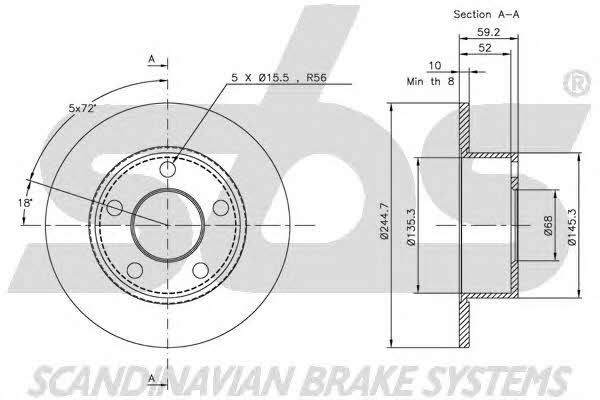 SBS 1815204749 Rear brake disc, non-ventilated 1815204749: Buy near me in Poland at 2407.PL - Good price!