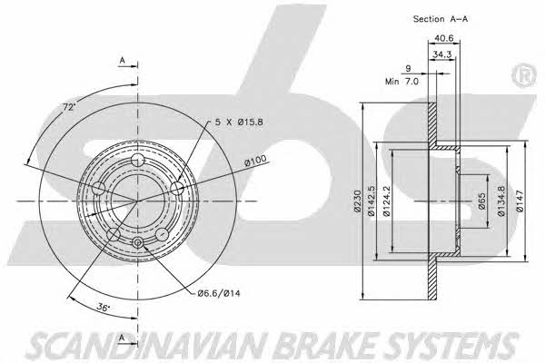 SBS 1815204761 Rear brake disc, non-ventilated 1815204761: Buy near me in Poland at 2407.PL - Good price!