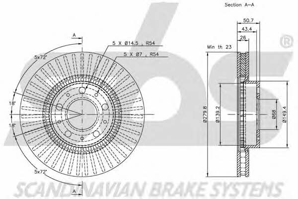 SBS 1815204832 Front brake disc ventilated 1815204832: Buy near me in Poland at 2407.PL - Good price!