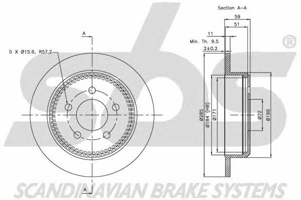 SBS 1815209307 Rear brake disc, non-ventilated 1815209307: Buy near me in Poland at 2407.PL - Good price!