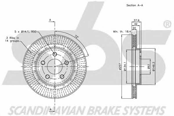 SBS 1815209309 Front brake disc ventilated 1815209309: Buy near me in Poland at 2407.PL - Good price!