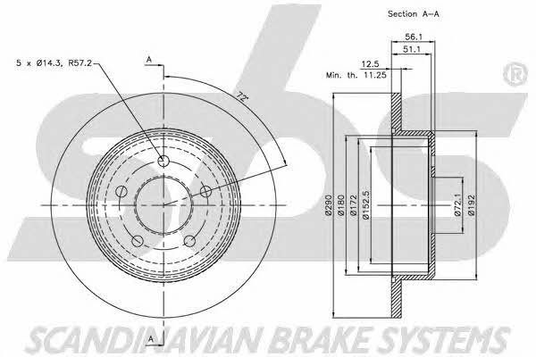 SBS 1815209311 Rear brake disc, non-ventilated 1815209311: Buy near me at 2407.PL in Poland at an Affordable price!