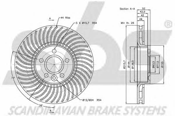 SBS 1815202570 Front brake disc ventilated 1815202570: Buy near me in Poland at 2407.PL - Good price!