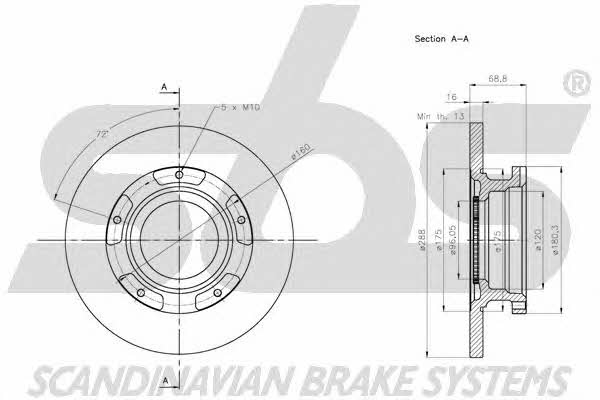 SBS 1815202590 Rear brake disc, non-ventilated 1815202590: Buy near me in Poland at 2407.PL - Good price!