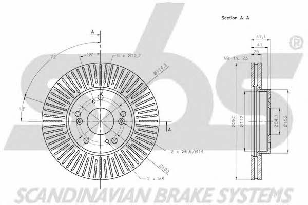 SBS 1815202661 Front brake disc ventilated 1815202661: Buy near me in Poland at 2407.PL - Good price!