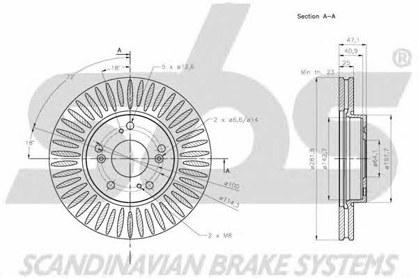 SBS 1815202666 Front brake disc ventilated 1815202666: Buy near me in Poland at 2407.PL - Good price!