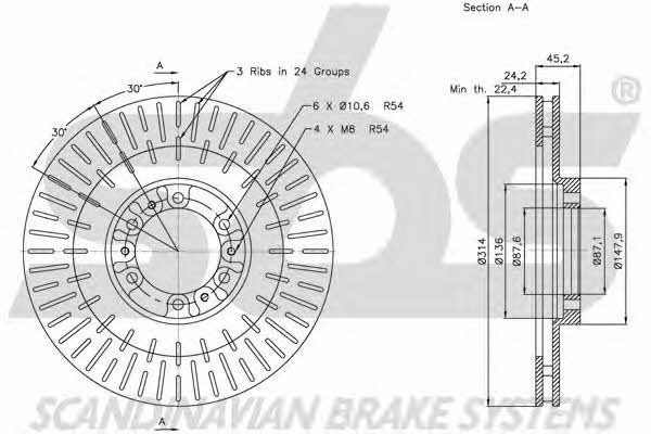 SBS 1815203044 Front brake disc ventilated 1815203044: Buy near me in Poland at 2407.PL - Good price!