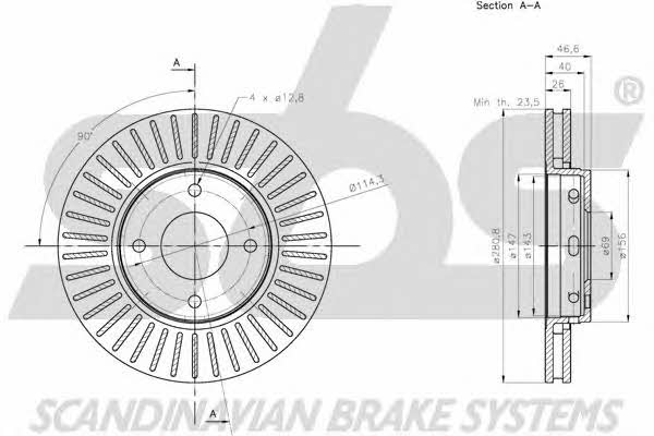 SBS 1815203086 Front brake disc ventilated 1815203086: Buy near me in Poland at 2407.PL - Good price!