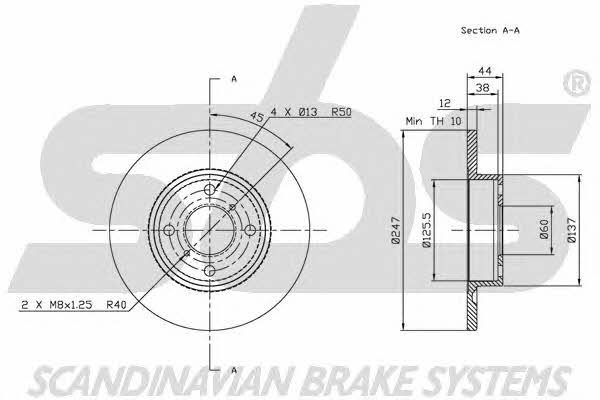 SBS 1815203642 Unventilated front brake disc 1815203642: Buy near me in Poland at 2407.PL - Good price!