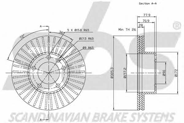SBS 1815203644 Front brake disc ventilated 1815203644: Buy near me in Poland at 2407.PL - Good price!