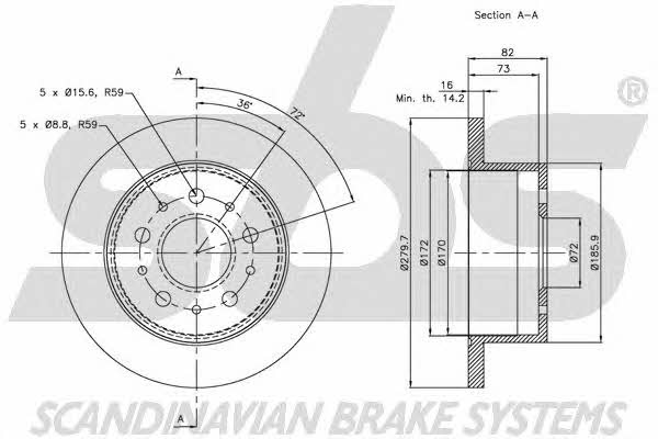 SBS 1815203731 Rear brake disc, non-ventilated 1815203731: Buy near me in Poland at 2407.PL - Good price!