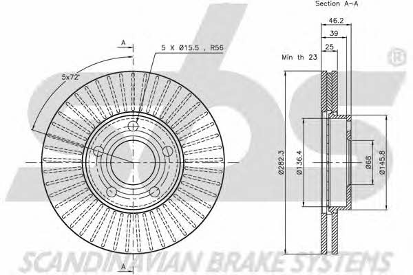 SBS 1815204765 Front brake disc ventilated 1815204765: Buy near me in Poland at 2407.PL - Good price!