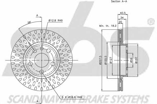 SBS 1815201923 Front brake disc ventilated 1815201923: Buy near me in Poland at 2407.PL - Good price!