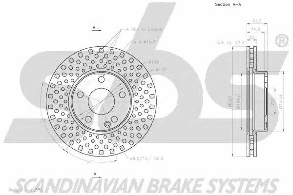 SBS 18152033111 Front brake disc ventilated 18152033111: Buy near me in Poland at 2407.PL - Good price!